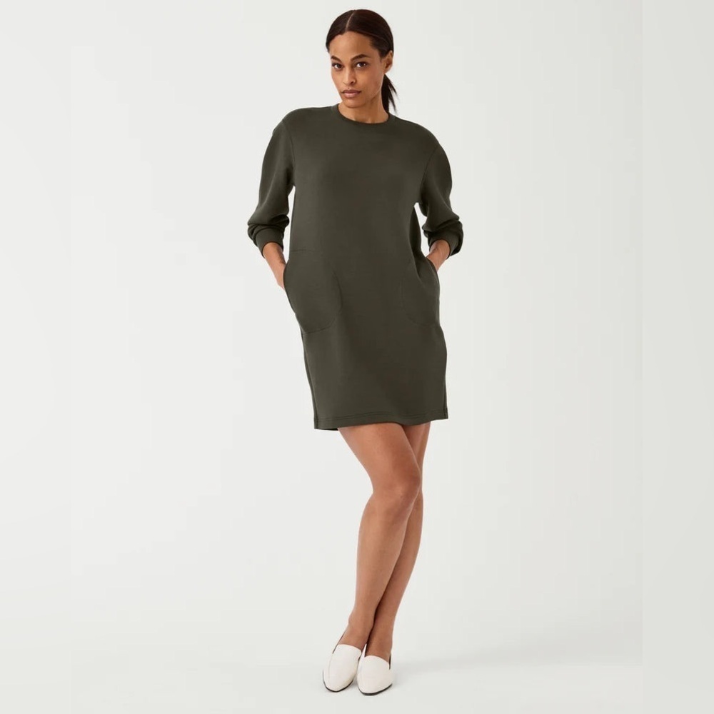 Spanx AIRESSENTIALS CREW NECK DRESS dark palm green size large